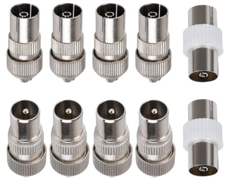 GRVICH TV Aerial Connectors Set - 4 Male, 4 Female, 2 Female-to-Female Couplers - Coaxial Cable Adaptors for RF Cable