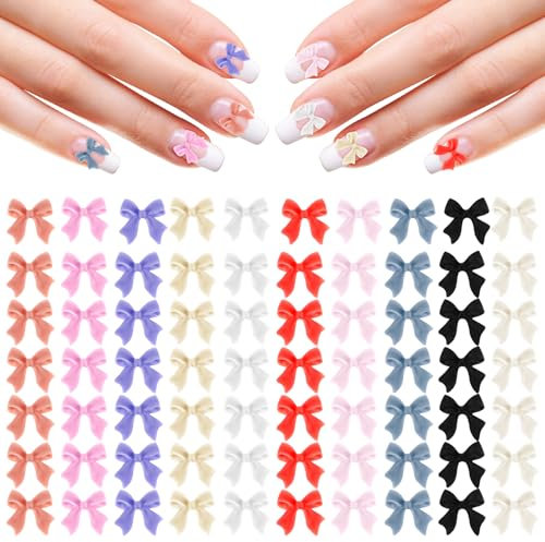 140 Stück Nail Art Dekoration, Bunte Schleifenknoten Nagelstecker Strasssteine Nail Charms Bow 3d Schleifenknoten Nagelanhänger Set Ribbon Bow Nagel Charme Für Nägel Diy Handyhülle Dekoration