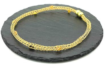 Damen-Collier aus Gold-Draht mit Bernstein in drei Farben und Magnetverschluss