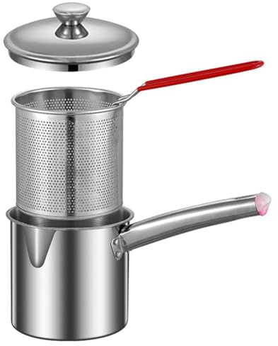 AMIUHOUN Deep Fryer with Stainless Steel Basket and Wear- Pan