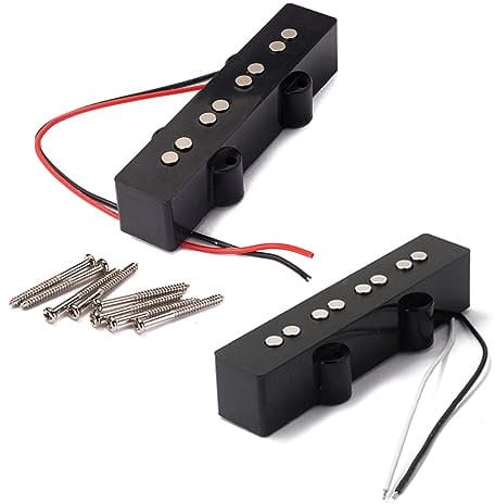 Abaodam Saitiger Jb Bass Tonabnehmer Set Bridge Neck Open Style Pickup Alnico Magnete Medium Output Schwarz Ersatz Für Jazz-bass Gitarre Inkl Schrauben Federn