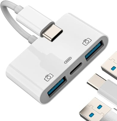 USB-C to USB A Adapter 3 in 1 Type C Charging OTG Cable Accessories for Apple iPhone15 Pro Max Plus for iPad Pro Air Mini Macbook compatible for Samsung Thunderbolt Charger Converter Mouse Port Dongle