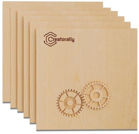 Creatorally Contreplaqué 3mm, Plaque Bois pour Gravure Laser, Planche Bois Cerisier 30x30 cm 6 Pièces pour Découpe CNC Peinture, Bricolage Projets