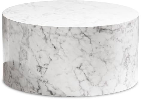 FineBuy Couchtisch MONOBLOC 60x60x30 cm, Design Wohnzimmertisch Rund, Lounge Sofatisch Kaffeetisch Modern Weiß