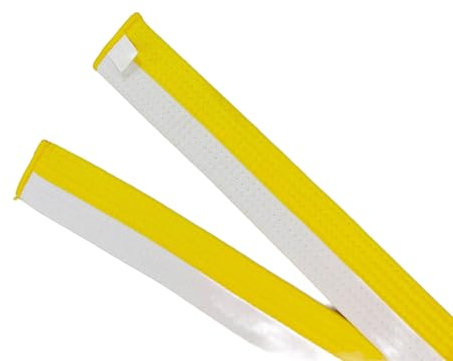 Pandiui23 Professioneller Taekwondo-Karate-Judo-Gürtel, doppelte Umwicklung, Kampfkunst, Streifen, Sportgürtel (1, Weiß / Gelb, 1,8 m)