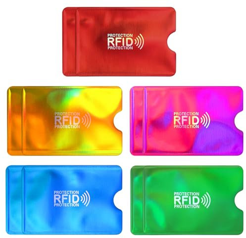 Yuanchu Lot de 10 Porte-Cartes RFID colorés,Pochettes de Protection RFID pour Cartes de crédit pour Cartes de crédit et Cartes d'identité RFID pour Homme et Femme