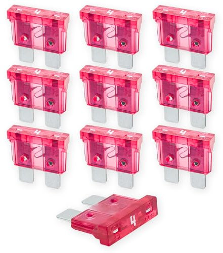 4A KFZ Sicherungen | 12V 24V 32V | 10 Stück | Stecksicherungen für Stromdieb & Sicherungshalter | 19mm Flachsicherungen für Auto, Boot, Motorrad, Wohnmobil & Roller | Ersatzsicherungen