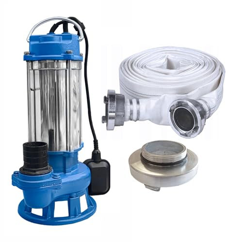 Set IBO Furiatka 2 Tauchpumpe Pumpe Wasserpumpe V1500 230V mit Zerkleinerer + 30m Schlauch + 2 Anschluss (Tauchpumpe V1500 + 30m Schlauch + 2 Anschluss)