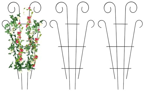 Support pour plantes grimpantes, treillis pour balcon, jardin, terrasse, support stable pour plantes de jardin, grille de pivoines, hortensias, tomates, roses (3, noir)