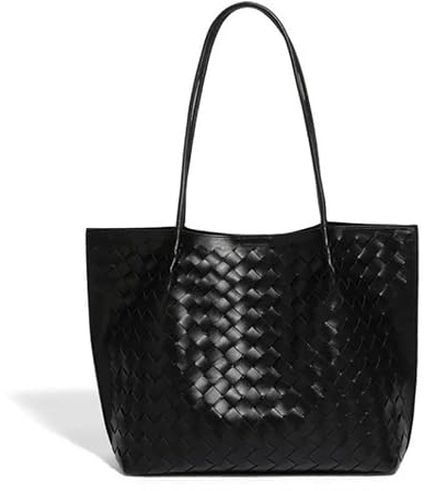 Generisch Tasche Shopper Schultertasche gewebt gesteppt Schwarz filigraner Henkel