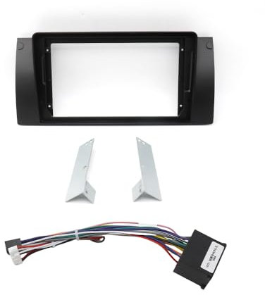 Marco de audio interior del coche Adaptador de marco de fascia for pantalla grande de 9 for estéreo de automóvil, compatible con BMW X5/E53/E39, reproductor de DVD de 2 DIN, kit de marco de panel de