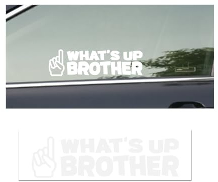 CGEAMDY Auto-Aufkleber, Auto-Vinyl-Aufkleber, Neuartige Vinyl-Autoaufkleber, Lustiger Sketch-Aufkleber, What's up Brother-Aufkleber, Autoscheibenaufkleber Universal Dekoration Zubehör(What's UP)