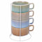 Villa d'Este Home Tivoli Juego de 4 tazas de 360 ml de gres con asa, soporte de hierro, 4 tonos