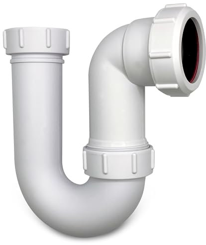 CranPlas CP107-40mm (1½″) P Trap 100mm Seal | High-Flow Waste Trap with Deep Water Seal for Kitchen Sinks, Utility Basins & Appliances – Durable, Easy-Clean Plumbing Fitting (Not for Bathroom Basins)
