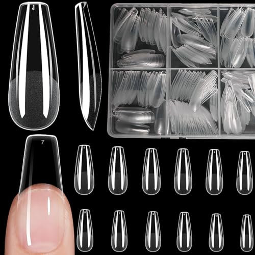XIAOHEBAN 504 StüCk Nageltips FüR GelnäGel Ballerina Lang-12 GrößEn Nail Tips Ballerina Soft Gel Press On Nails Lang Pre-Shaped Full Cover Nail Tips Weiche Gelspitzen,KüNstliche Nagel FüR Nail Art