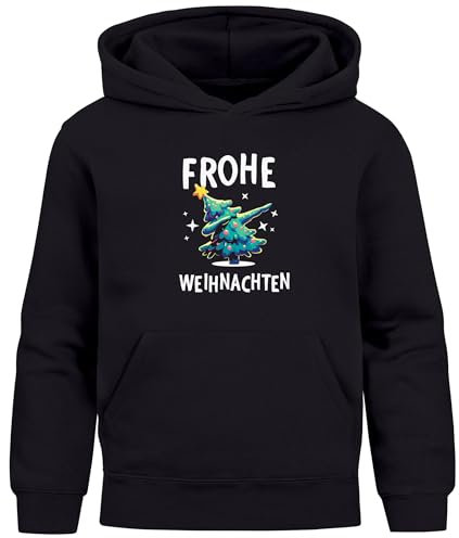 MoonWorks® Kinder Hoodie Weihnachten Pullover Weihnachtsmotive lustige Geschenk Weihnachtsoutfit Mädchen Jungen schwarz 164