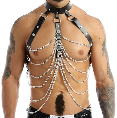 GKLWEJ Harness Männer Leder, Body Herren Sex, Rave Outfit Herren Gay Unterwäsche Herren, Sissy Dessous Männer, Kinky Outfit Men, Clubwear Herren Sexy, Erotische Dessus Reizwäsche für Sex Männer