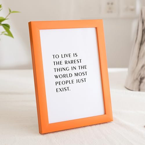 Grewod Foto Bilderrahmen 21x30, Orange, Fotorahmen MDF, Rechteck, Holzrahmen Horizontal & Vertikal für Wand