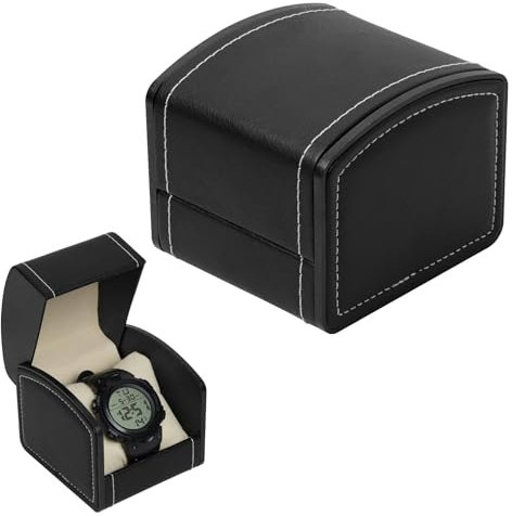 Scatola per Orologi in Pelle PU, Cassa per Orologio Singola, Custodia da Viaggio con Cuscino Rimovibile, Design Quadrato e Portatile, per Uomo e Donna, Colore Nero