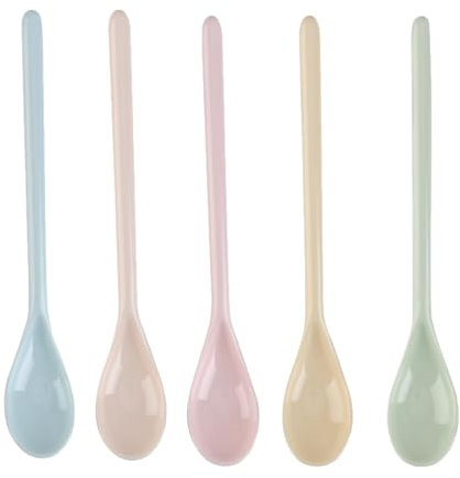 Weenwill Cuillere Longue en Plastique,6 Pièces Petite Cuillères Cuillere a Cafe Colorées Reutilisable Cuilleres a Dessert Long Manche Cuillères pour Dessert,Café,Crème Glacée