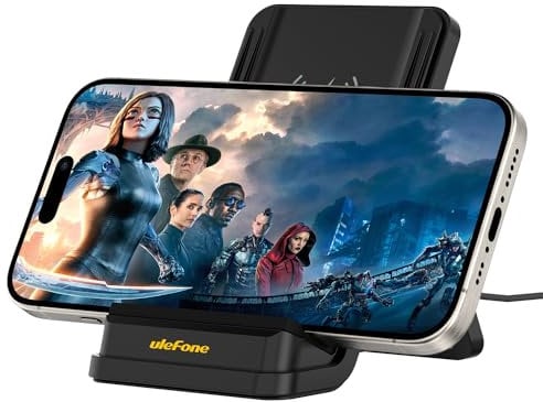Ulefone 50W Fast Wireless Charger Charging Stand Station, Qi Certified Sleep-friendly, Compatible with Ulefone Armor 28 Ultra 28 Pro, Armor 23 Ultra 5G Phone, iPhones, Xiaomi and Other Mobile Phones