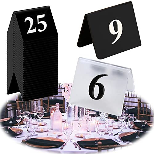Tischschilder-Nummernkarten, Digitale 3D-Tischnummer zum Stehen, Tischnummernkarte aus Acryl, für rustikale Empfänge, Bankette, Cafés, Restaurants, Hotels (8,4 x 6,3 cm) (klar mattiert, 25. Januar)