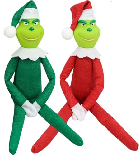 ENIXWH Plüschtier Grinch Weihnachten Hunde Plüsch Puppe Stuffed Toy Wurfkissen Stofftier Geschenke für Kinder Mädchen Jungen (2Stück/Satz)