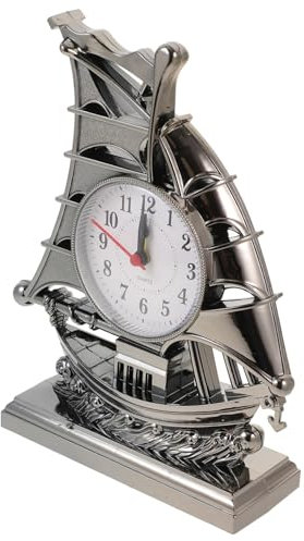 PartyKindom Segelboot Wecker Tischuhr Aus Kunststoff Batteriebetrieben Dekorative Schiffsuhr Für Büro Wohnzimmer Haus