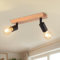 LVWIT Deckenstrahler 2 Flammig Schwarz Deckenleuchte E27 2er Strahler Holz Deckenlampe E27 Deckenspots 350° Schwenkbar für Wohnzimmer Schlafzimmer Küche (Ohne Leuchtmittel)