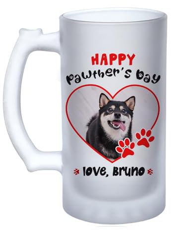 Getagift Funny Pet Pawther's Day Artwork | Cute Dog Father's Day Gift | Ideal for Dad from Fur Baby, 16oz Frosted, Tankard, Stein, Pint Beer Glass/Mug.