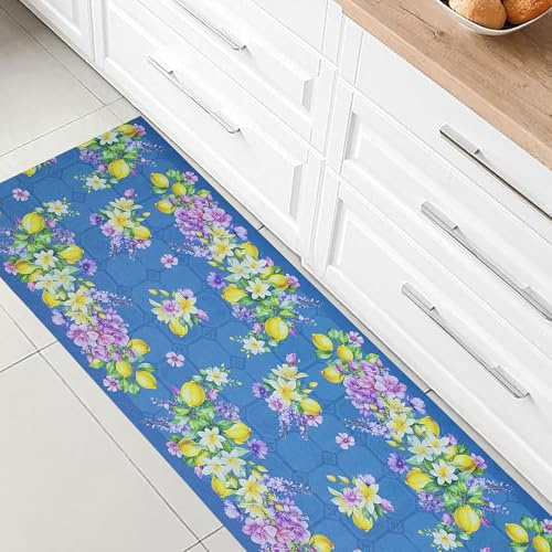 Tappeto cucina passatoia antiscivolo Limoni con maioliche Vietrese gommato 7123