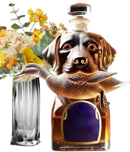 Liquor Bottles,Hound Glass Decanter Whiskey Bottle - Airtight Alcohol Holder Container Dog Statue, Home Decor for Brandy Bourbon Vodka Men Tequila, Party Decorations