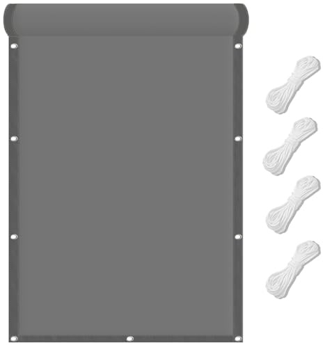 Rechteck Sonnensegel 100 x 350 cm Wasserdicht Quadratisch Balkon Sichtschutz Uv-Schutz-Polyestergewebe mit Seil Ideal für Schwimmbäder Partys Und Outdoor-Aktivitäten, Hellgrau
