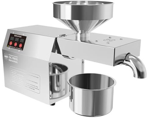 BOOZXCV 304 Stainless Steel Nut Oil Extractor Seeds,1000W Cold Hot Press Seed Oil Extractor Automatic Oil Press Machine, Automatic Stainless Steel Cold Hot Food Grade Oil Extractor