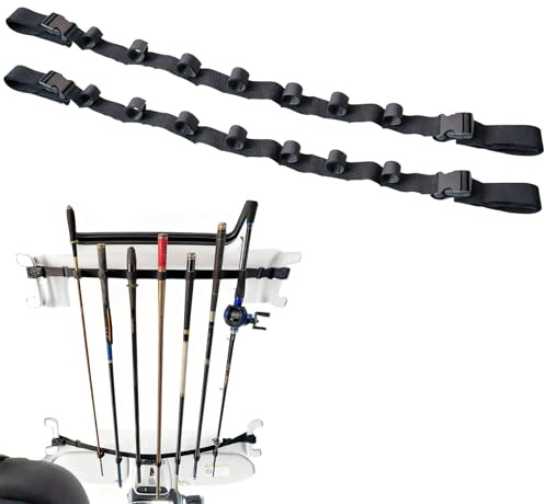 gexuamz Angelrutenhalter Rutenhalter Angel, 2 Stück Auto Rutenständer für 7 Angelruten, Verstellbarer Angelrutenständer Gürtel 90cm bis 110cm, Fishing Accessories für LKW SUV, Waggons, Van