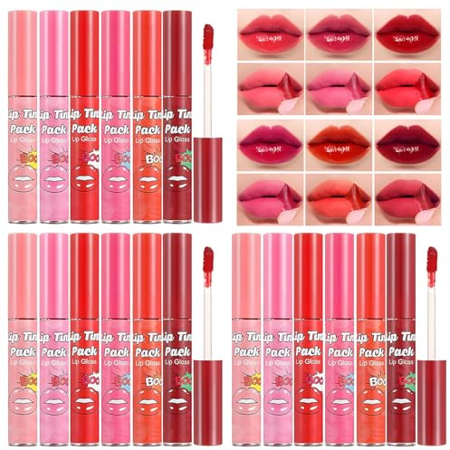 18 Stäbchen Peel Off Lip Stain Set 6 Farben Lippenstift Zum Abziehen Langanhaltender Wasserfester Lipgloss mit Hoher Farbwiedergabe Liptint Abziehbarer Lippenstift Für Frauen