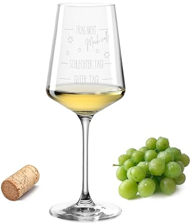 Gravur-Max Weinglas 560 ml „GUTER TAG SCHLECHTER TAG MACH VOLL“ – Leonardo Puccini Glas mit Lasergravur – Hochwertiges, spülmaschinenfestes & stoßfestes Weinglas – Geschenk für Weinliebhaber