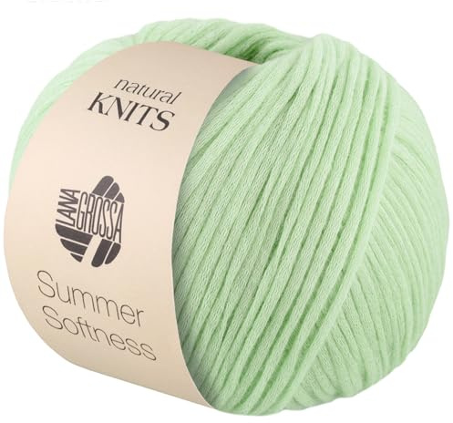 LANA GROSSA Summer Softness | Zartes Baumwollschlauchgarn, voluminös gefüllt mit flauschigen Merinofasern | Handstrickgarn aus 80% Baumwolle (Bio) & 20% Schurwolle | 50g / 130m FB 23