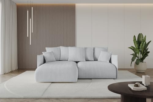 ALTDECOR Ecksofa mit Schlaffunktion und Bettkasten Corner Sofa Eckcouch Couch L-Form angeordnet Schlafcouch Ausziehbar Wohnlandschaft ONESK-L 216x177x42 Grau