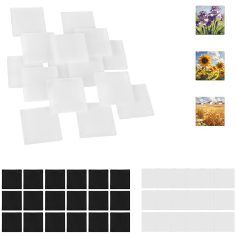 16pcs DIY Fridge Magnet Craft Set, 5x5cm/2x2in Square Acrylic Refrigerator Magnets with Adhesive Backing for Custom Photo Crafts Kitchen Office Classroom Home Decor