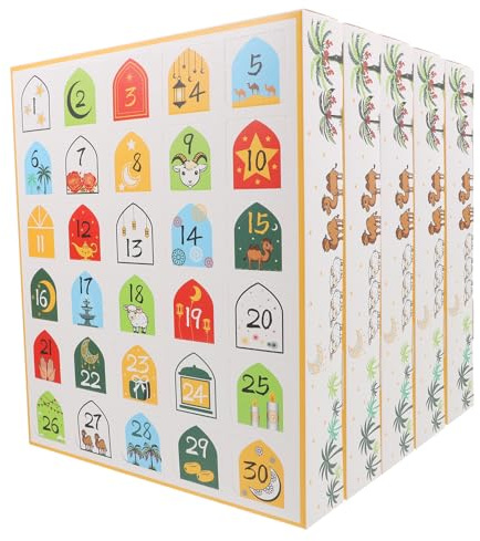 VALICLUD 5 Stück Ramadan Countdown Geschenkbox aus Pappe Nachfüllbare Eid Mubarak Geschenkboxen für Kleine Süßigkeiten Selbstgemacht Adventskalender für Eid Feierlichkeiten