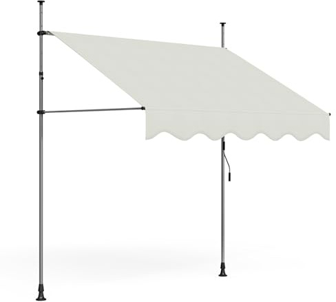 XUANYU Store Banne sans Perçage, Auvent Marquise Rétractable, Protection Solaire Réglable avec Manivelle, pour Fenêtre, Jardin, Terrasse et Balcon (Sable 150 cm)