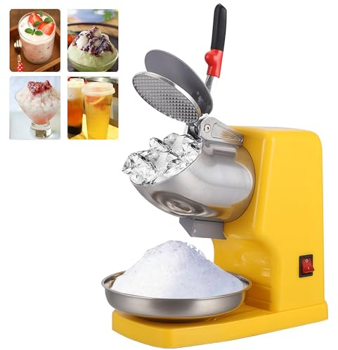 8 Klingen Elektrischer Crushed Ice Maker 500 W 2200 U/min Eiscrusher mit Schüssel 85kg/h Ice Shaver Machine für die Zubereitung von Smoothies Kaltgetränken Milchtee Bar-Mixern