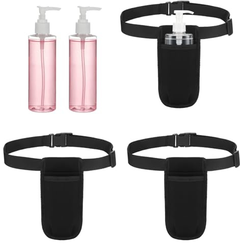 3 Pack Pump Dispenser Bottles, Clear Plastic 8.45 fl oz Cosmetic Organizer with Adjustable Shoulder Straps, Portable Bottles for Salon, Spa, Travel, Detachable Lids