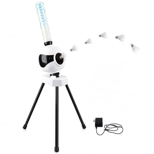 Lhnwtwr Automatic BadmintonServeMachine, Capacity50Balls Shuttlecock Launcher,Adjustable-Impact Strength Spot Drop/Speed Training,Suitable for Indoor andOutdoorTrainingCompetitions (B-1, Automatic)