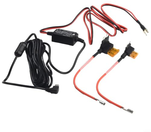 Dash Cam Hardwire Kit for mini USB 12V 24V to 5V 2A Low Voltage Protection | Fits for mini USB Dash Cam 24H Parking Monitor Low Voltage Protection Fuse Tap ATO ATM Fuses 3.2m Cable For Car Truck
