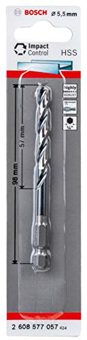 Bosch Professional 1x Impact Control HSS Spiralbohrer (für Metall, 5,5 x 57 x 98 mm, Zubehör Schlagbohrmaschine)