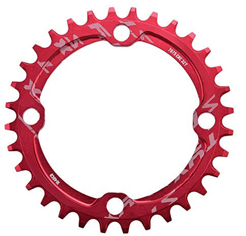 Alomejor Fahrradkettenring 32/34/36 / 38T BCD 104 Mountainbike Stahl Einzelkurbel Kettenblatt Reparatur Teile Kettenblätter für Outdoor Radfahren(34T-Rot)