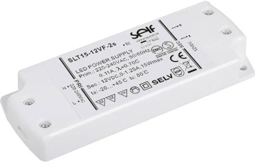 Self Electronics SLT15-12VF-2S Transformateur LED tension constante 15 W 1,25 A 12 V/DC Montage sur