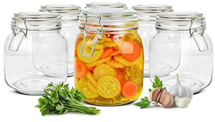 Sendez 2 Einmachgläser 1000ml mit Bügelverschluss Einmachglas Vorratsglas Vorratsdose Eckig